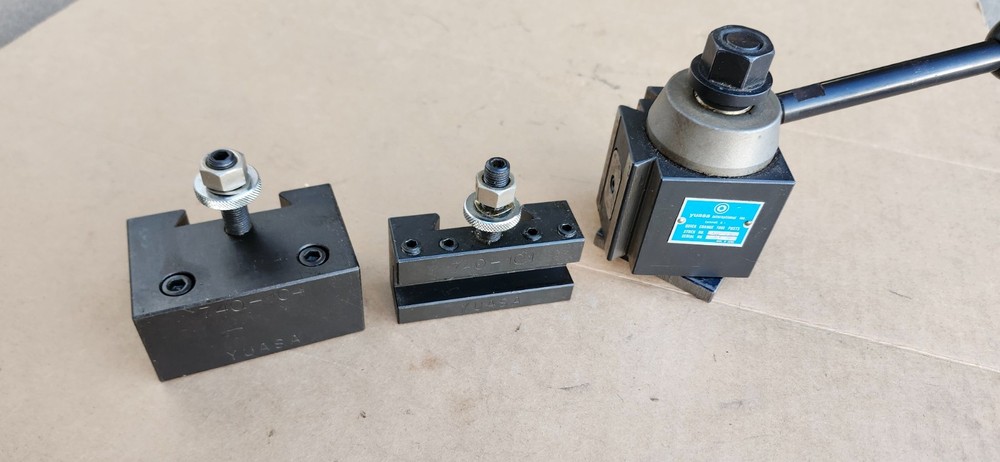 Yuasa Quick Change Tool Post Holder 740-100 & 2 Holders 10"-12"