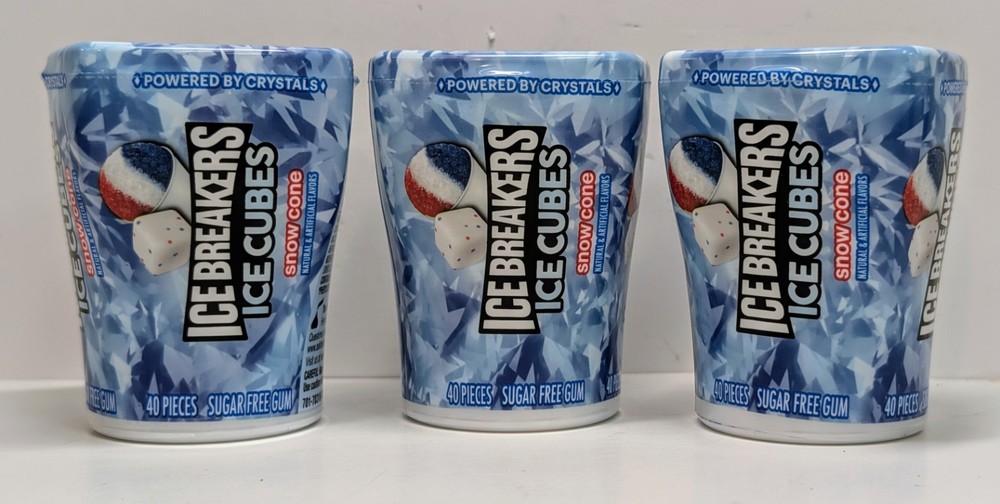 3x Ice Breakers Flavored Gum Ice Cube Snow Cone Bottle Pack - 3.24oz