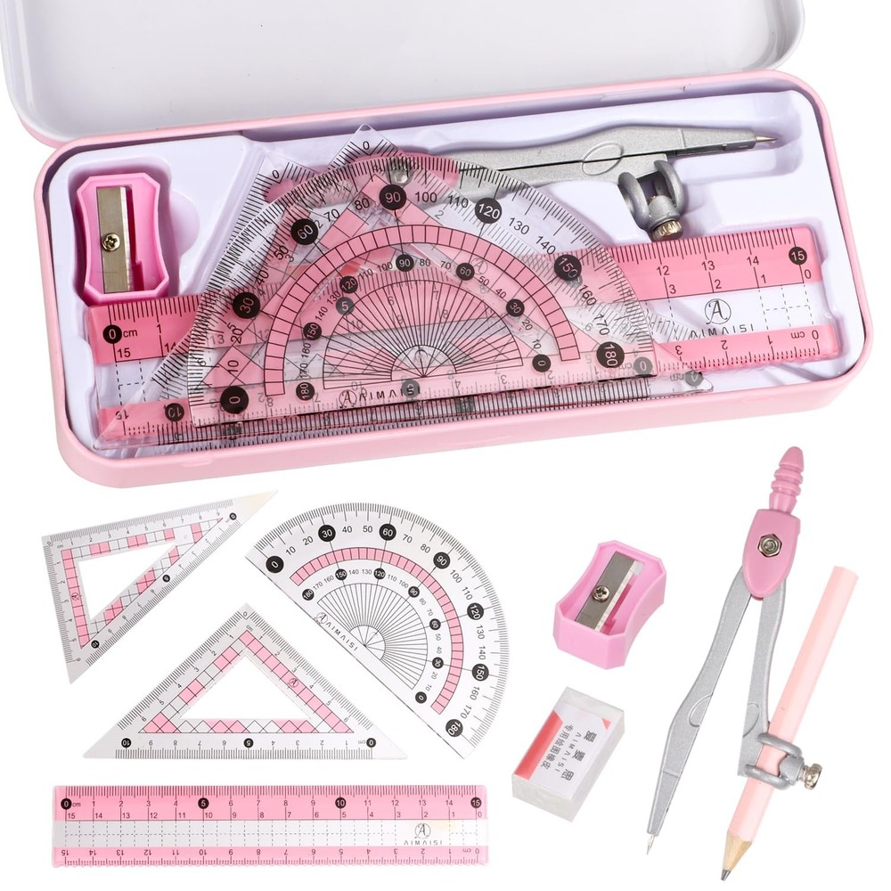 Geometry Tool Set set Protractor and Compass kit with Metal Box