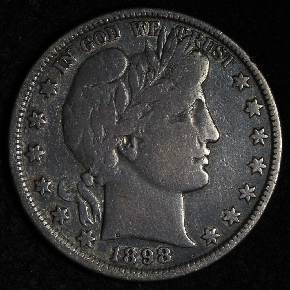1898 Barber Silver Half Dollar FINE+ E327 SIXTHY