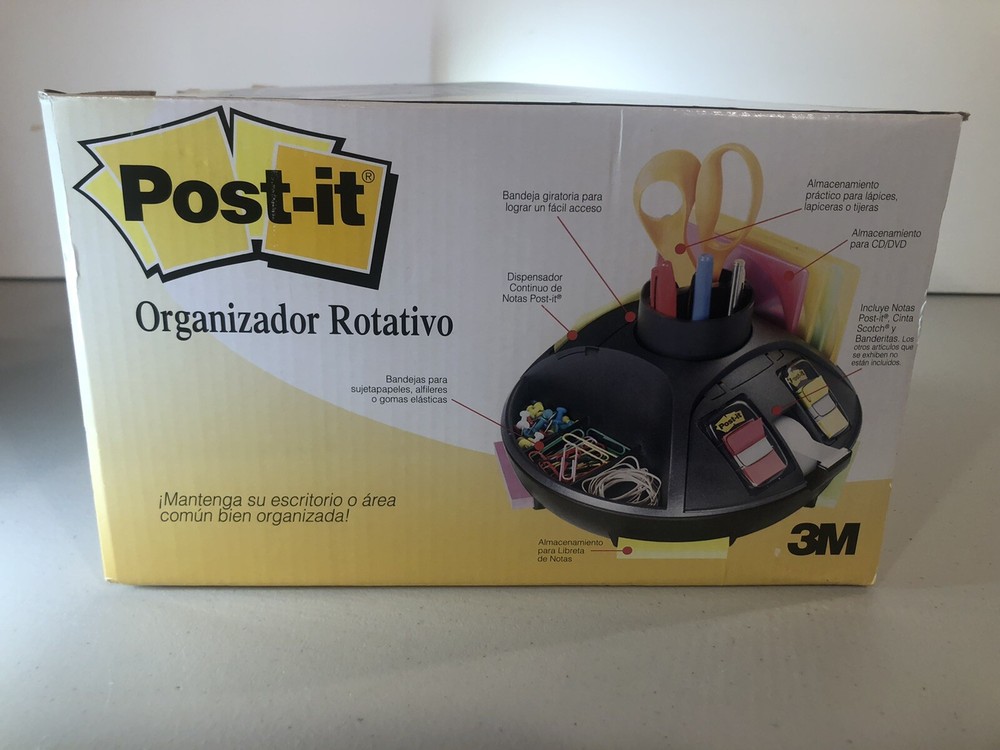 Post-it Self-Stick Notes Dispenser, Plastic, Rotary, 10" diameter x 6 (MMMC91)