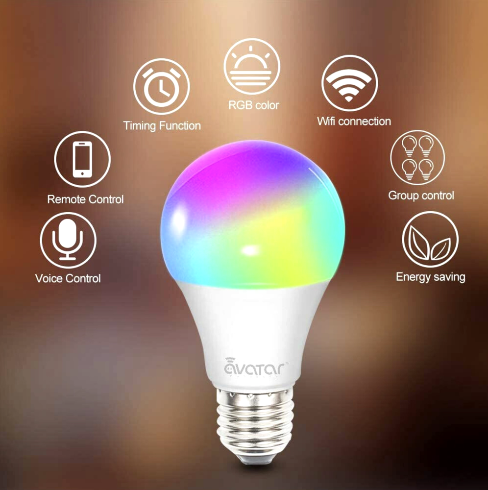 4 Pack Smart Light Bulb APP WiFi LED Lighting Work Alexa&Google E26 8W 800LM