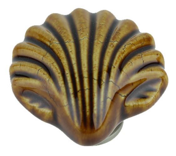 2-1/4" Ceramic Shell Knob Glossy Coffee Brown