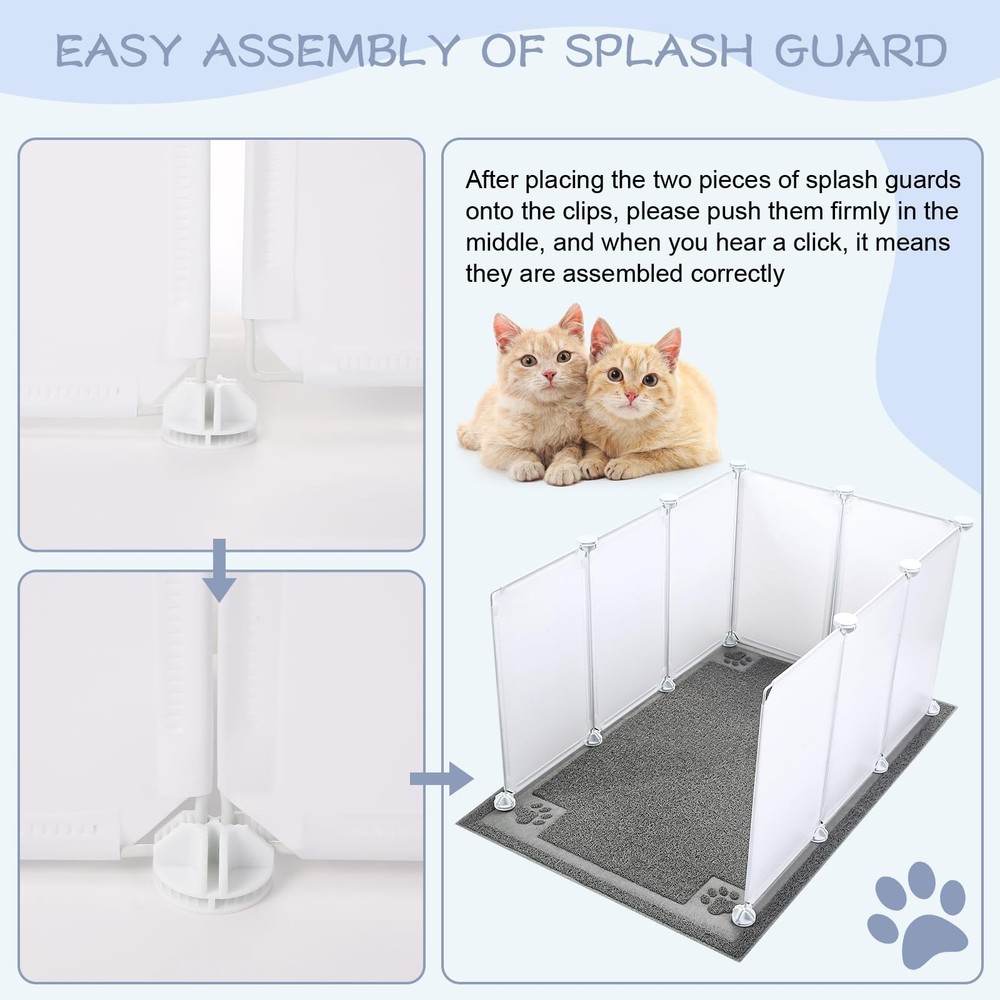 Essenhome Cat Litter Box Enclosure Splash Guard Extra Large, White