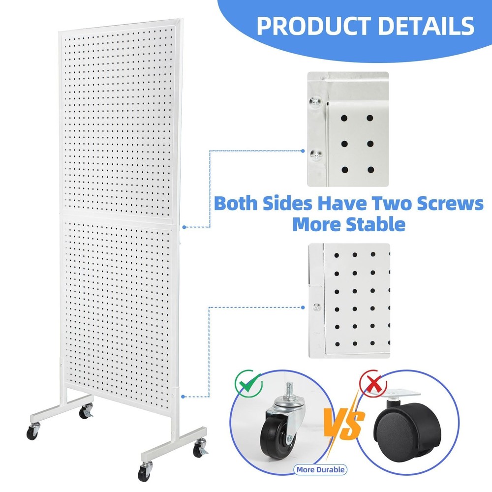 NectaCol 2'x 5' Standing Pegboard Display with T-Base, Pegboard Display Stand...