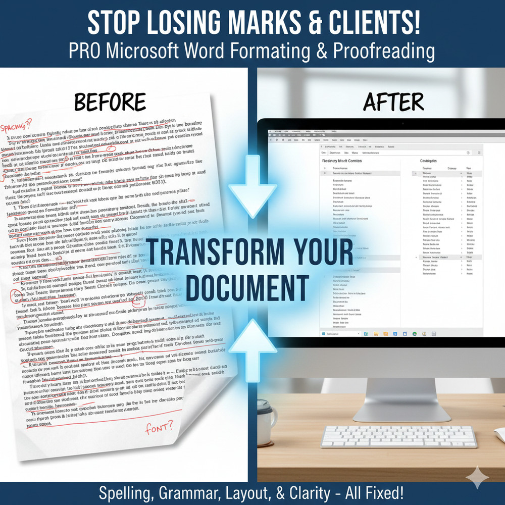 PRO Microsoft Word Formatting & Proofreading! Fix, Type, Edit, Polish Report