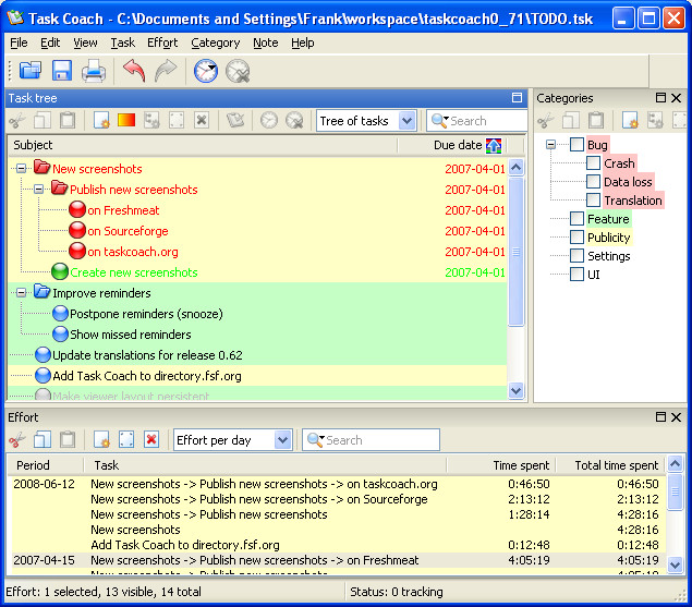 Task Coach Task Manager | ToDo List Software | Win, MacOS, Linux | DVD