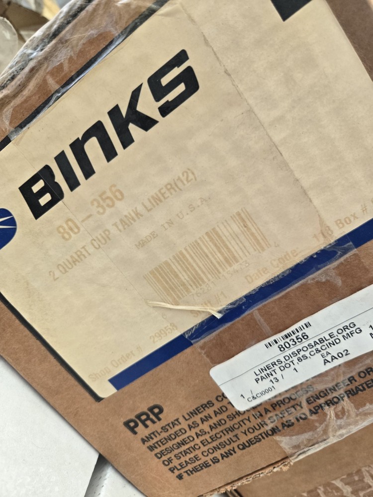 BINKS 80-356 Cup Liner 2 qt. PK12