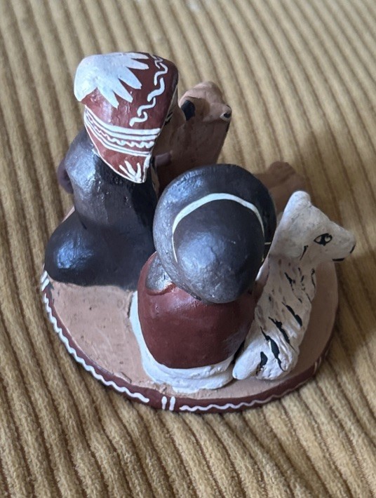 Small Peruvian Clay Pottery Nativity Approx 3”.