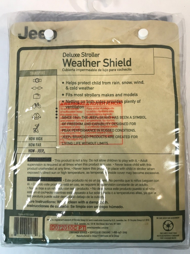 Jeep New Deluxe Stroller Weather Shield