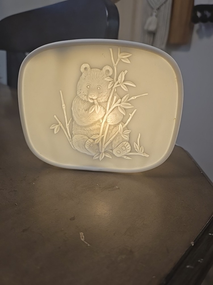 Porcelain Panda/Bamboo Lithophane  Night Light Tested Works