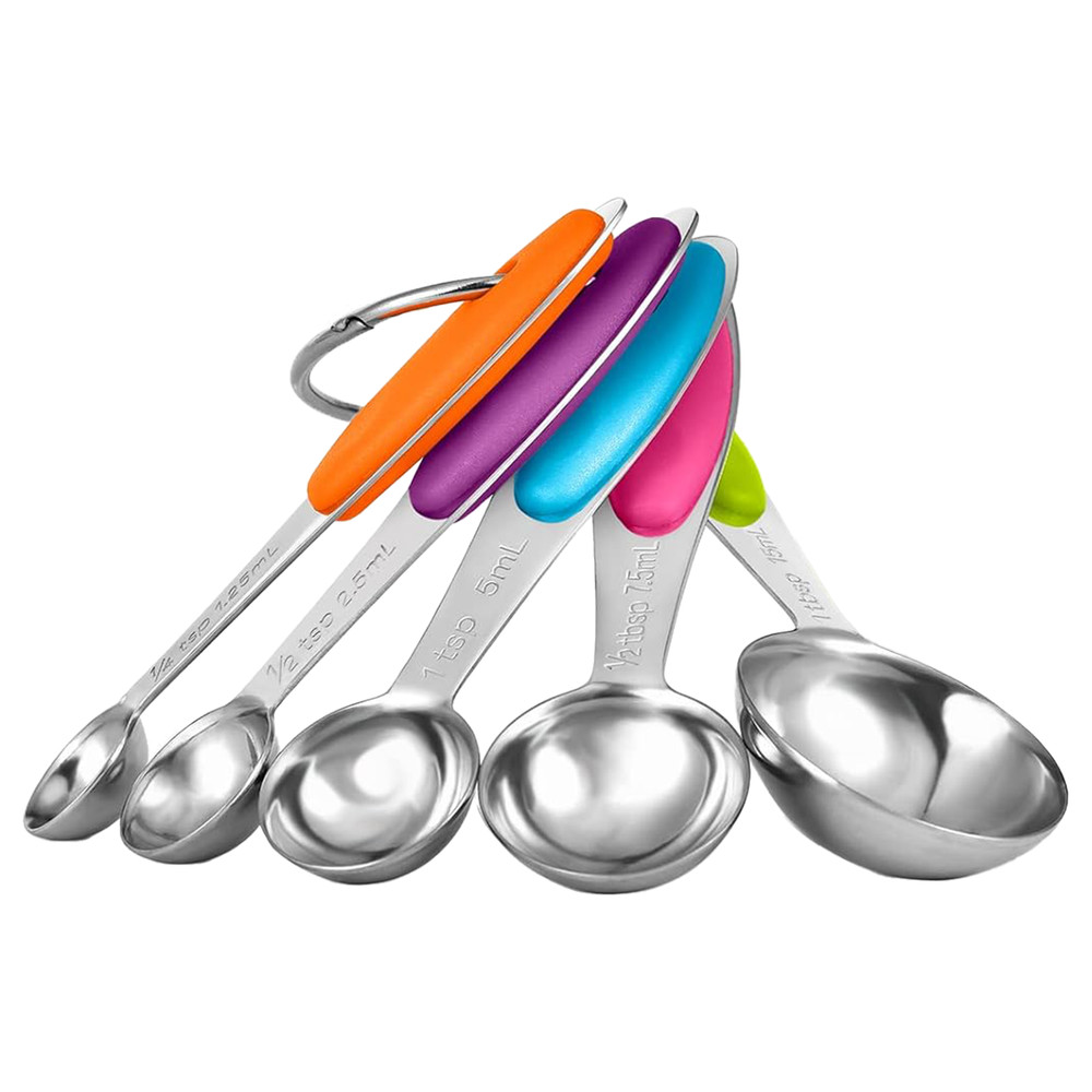 5 Pack-Stainless Steel Measuring Spoons Stackable Set，Measuring Set for Cooking