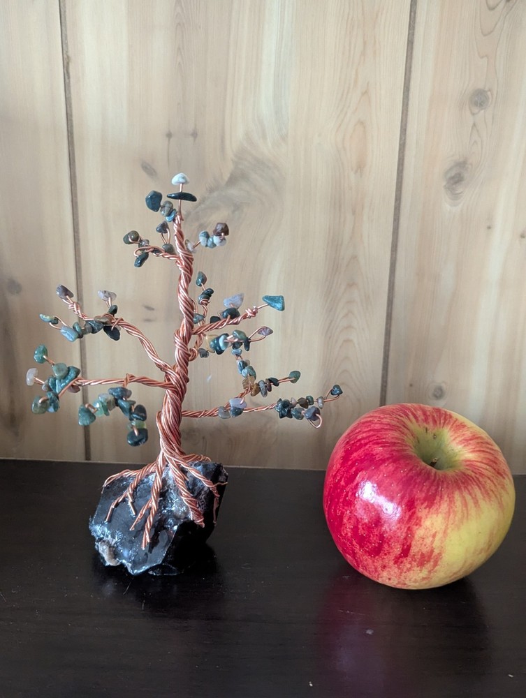 Obsidian& Indian Agate Wire Tree: for Home Protection (Small Tree)
