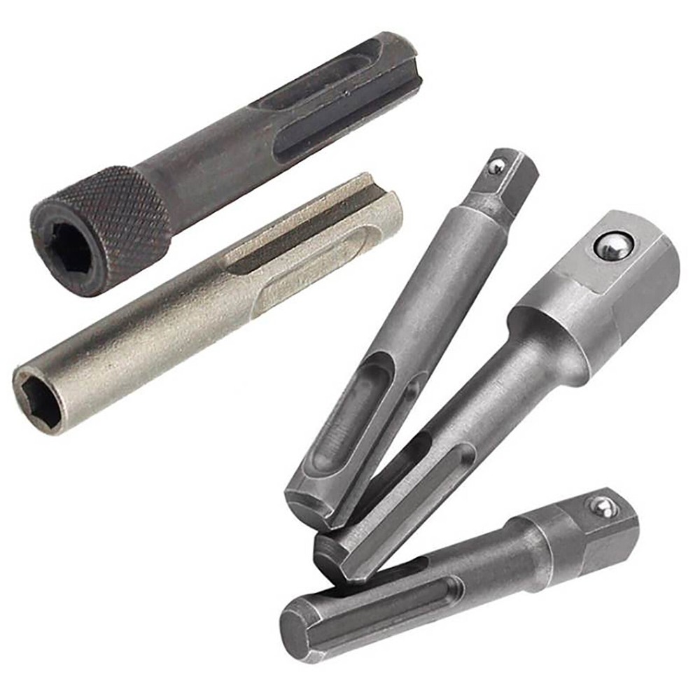 5pcs SDS Plus 1/4 Hex Socket Driver Hammer Drill Bit Adaptor Accessories Kit