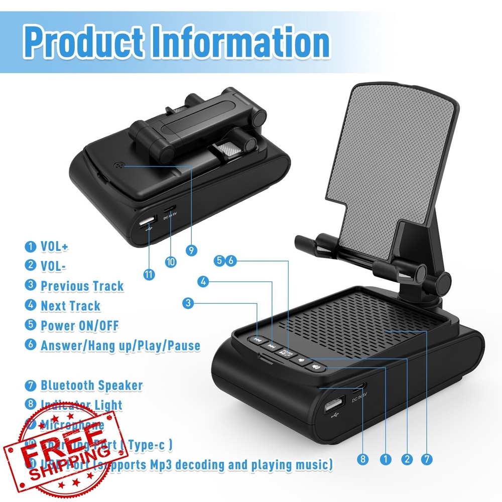 GLOPUS Phone Stand Wireless Speaker Bluetooth Mens Gift
