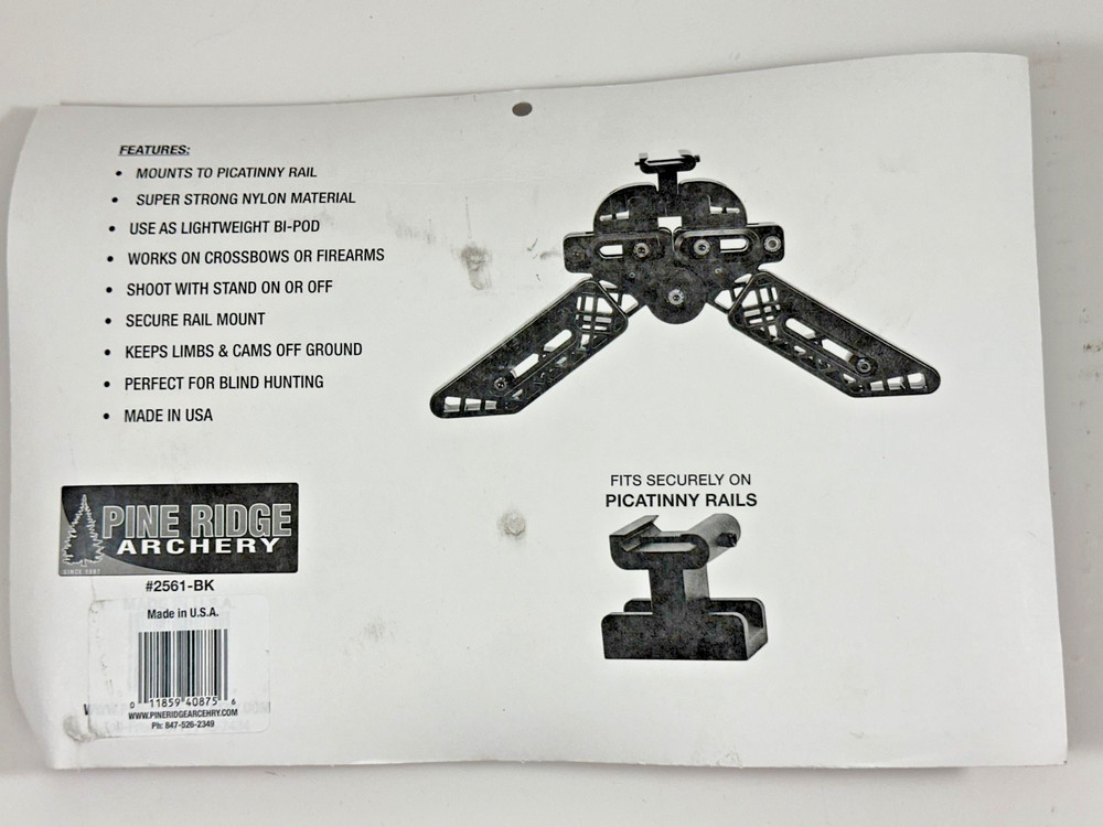 Pine Ridge Kwik Stand Rail Mount Crossbow AR Support Black