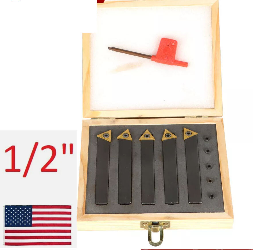 20 pc 1/2" Lathe Indexable Carbide Insert + Turning Tooling Bit Holder Set