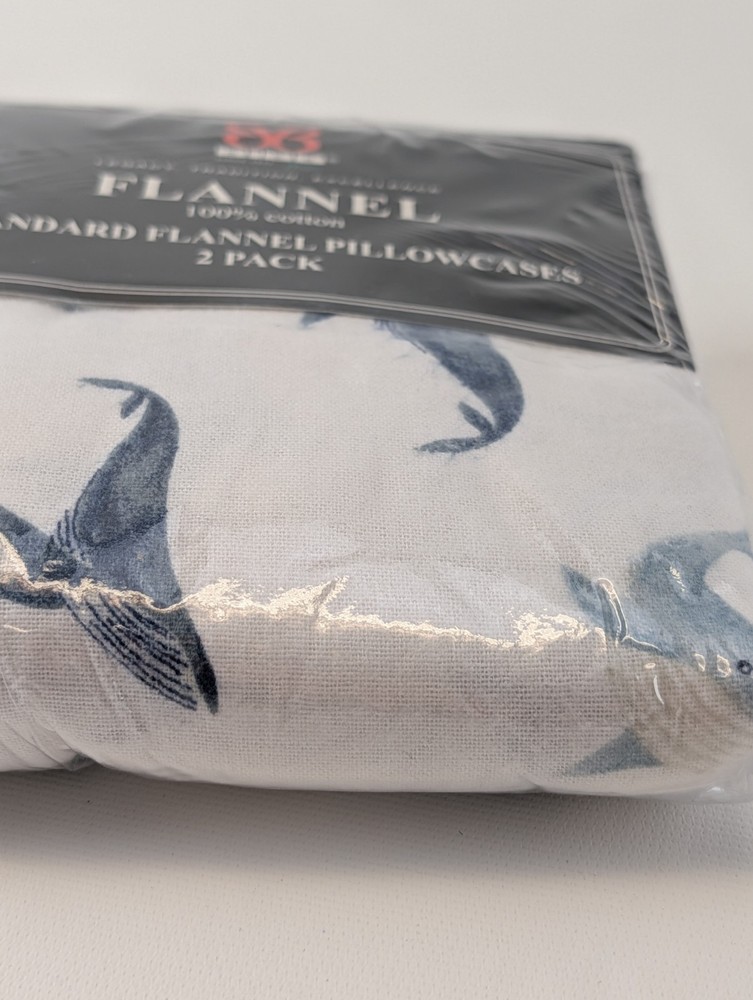 BIBB Pillowcases 2 Pack White Blue Whales New