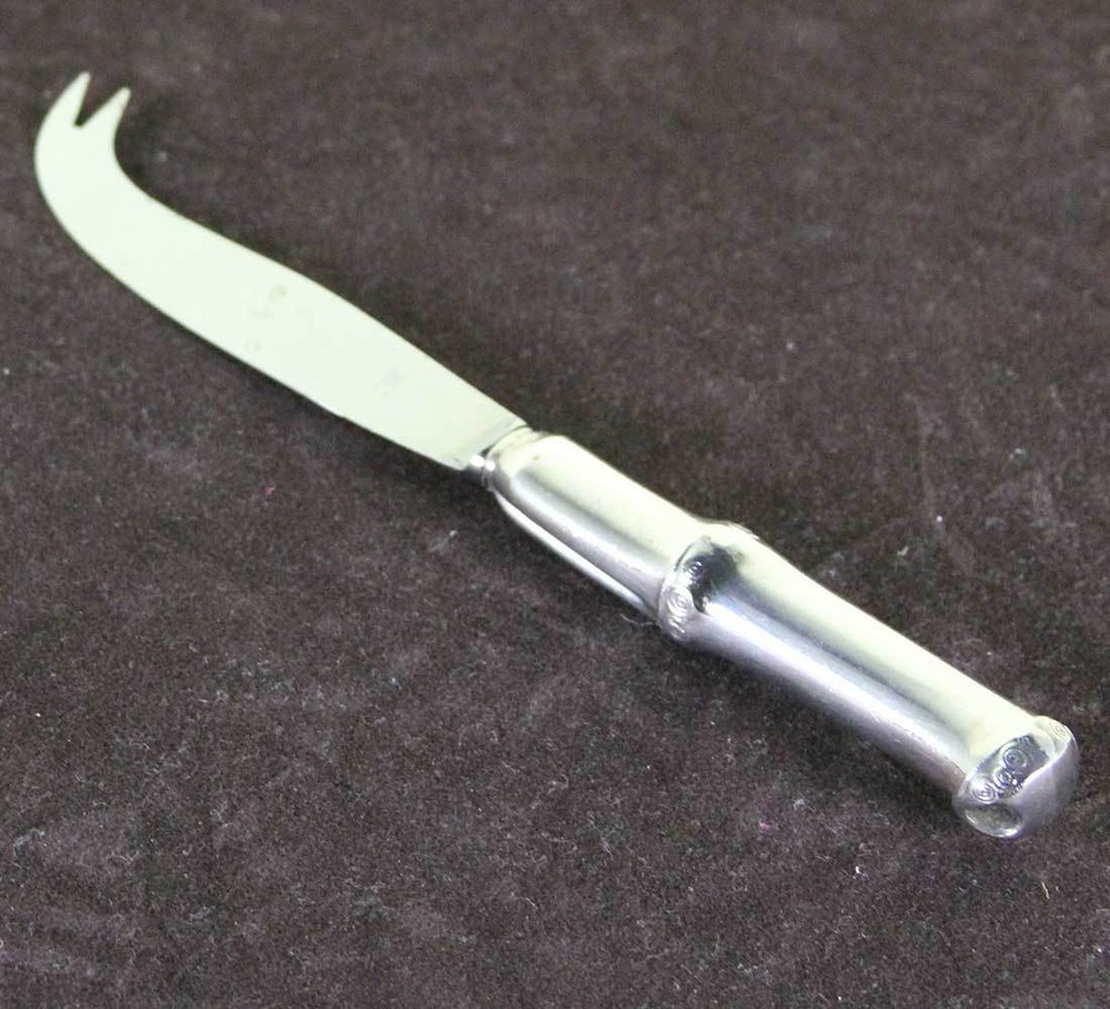 Vintage Silver Cheese Knife, Bamboo