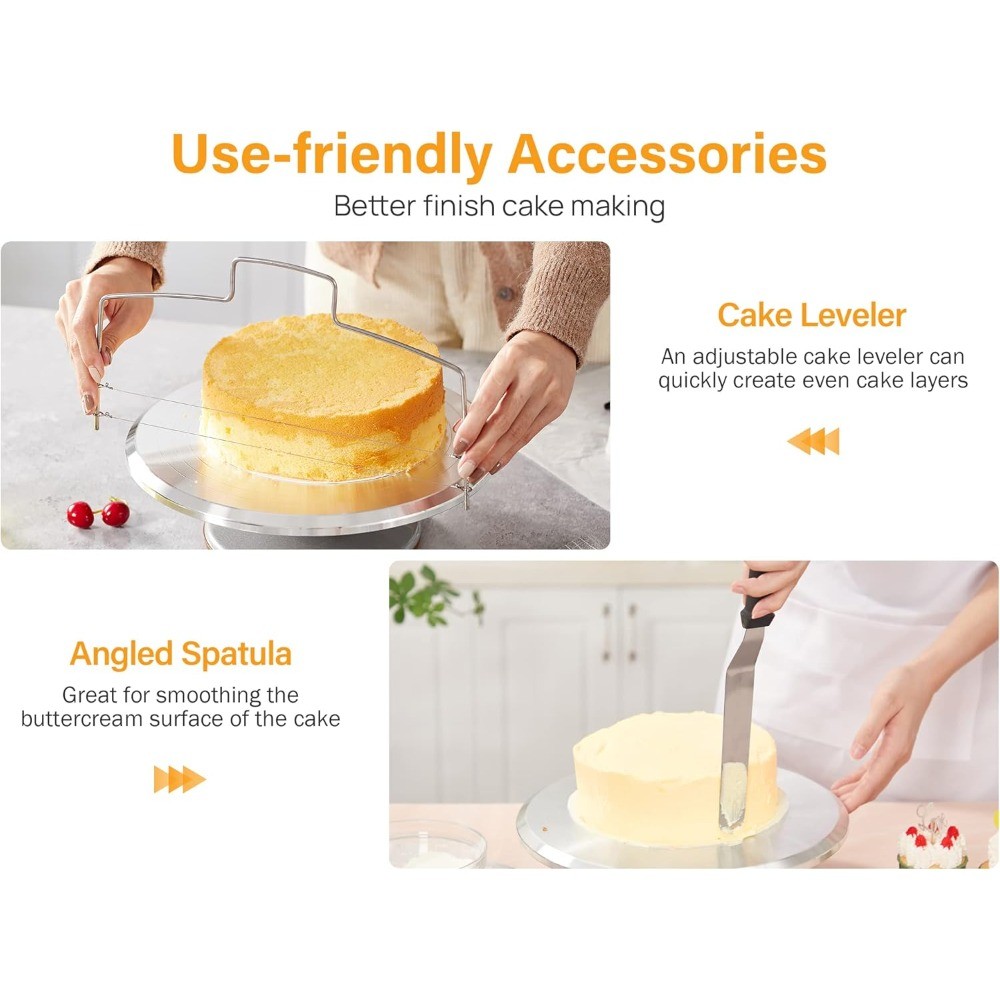 22PCS Cake Decorating Set with Aluminum Turntable, Tips and Tools