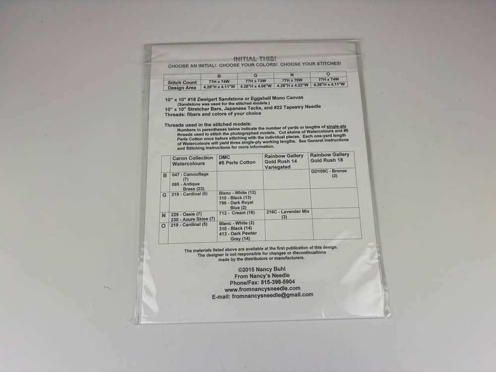 From Nancy’s Needle Initial This! Needlepoint Pattern 1S