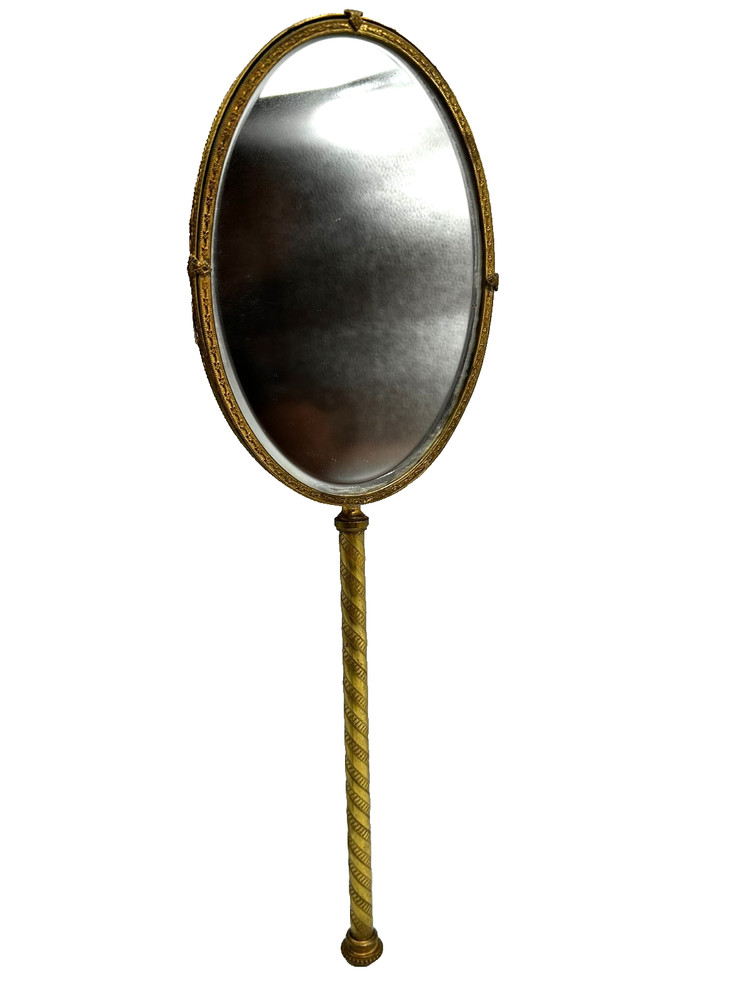 Antique Brass Handheld Vanity Mirror