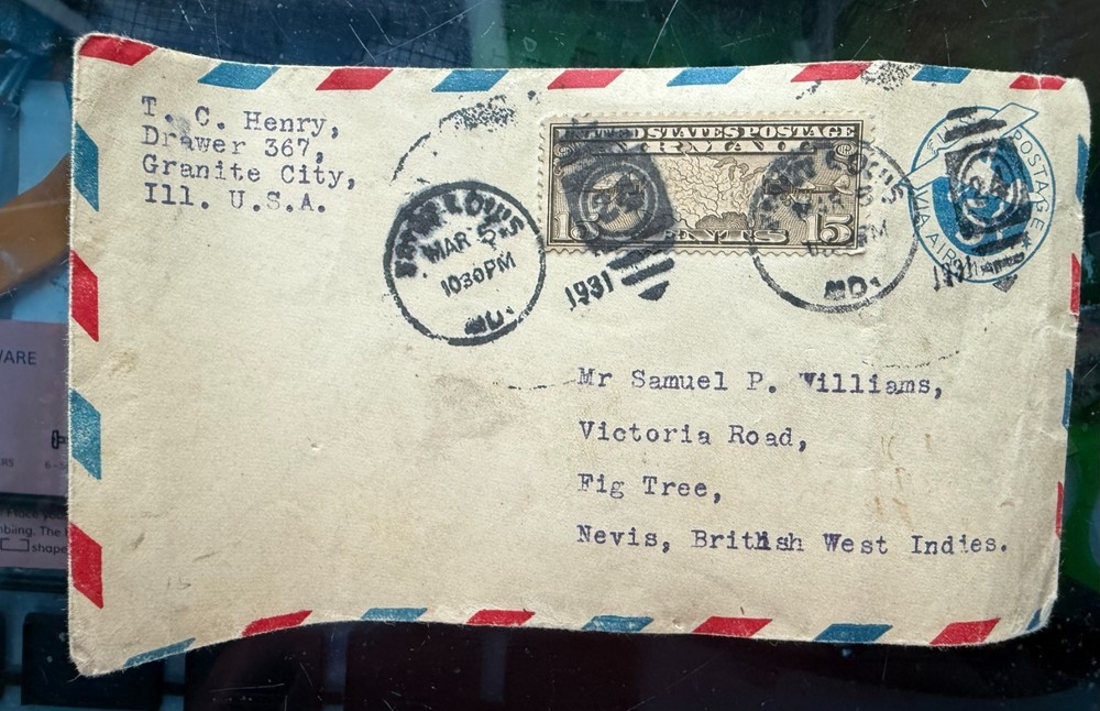 #UC1 5 cent bi-plane Air mail  With C8 Stamp