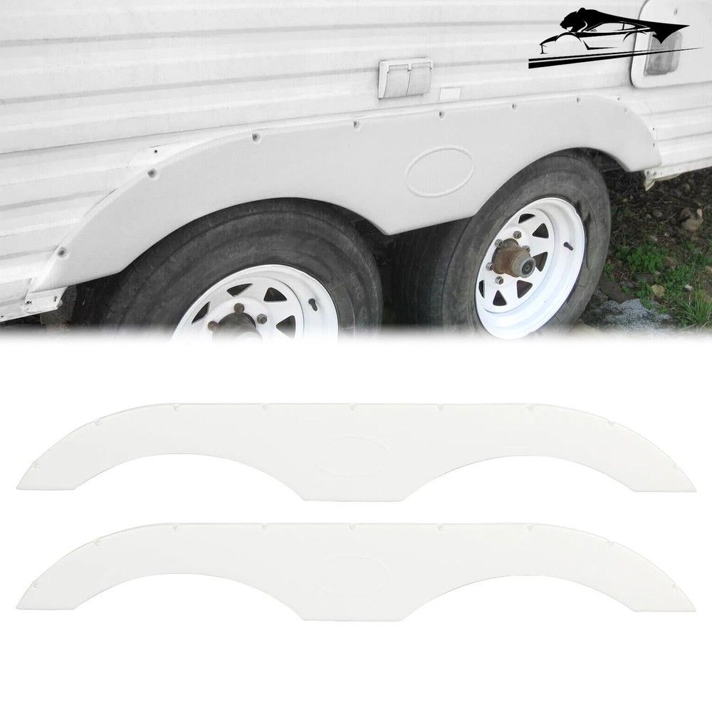 Left & Right Tandem Trailer Fender Skirt In White For RVs Campers And Trailers