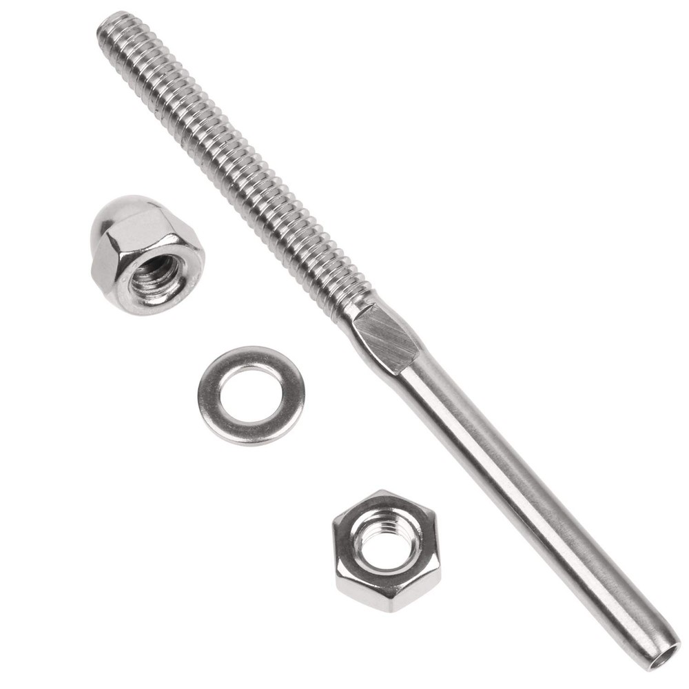 50 Pack Cable Railing Swage Threaded Stud Tension End Fitting Terminal for 1/8"
