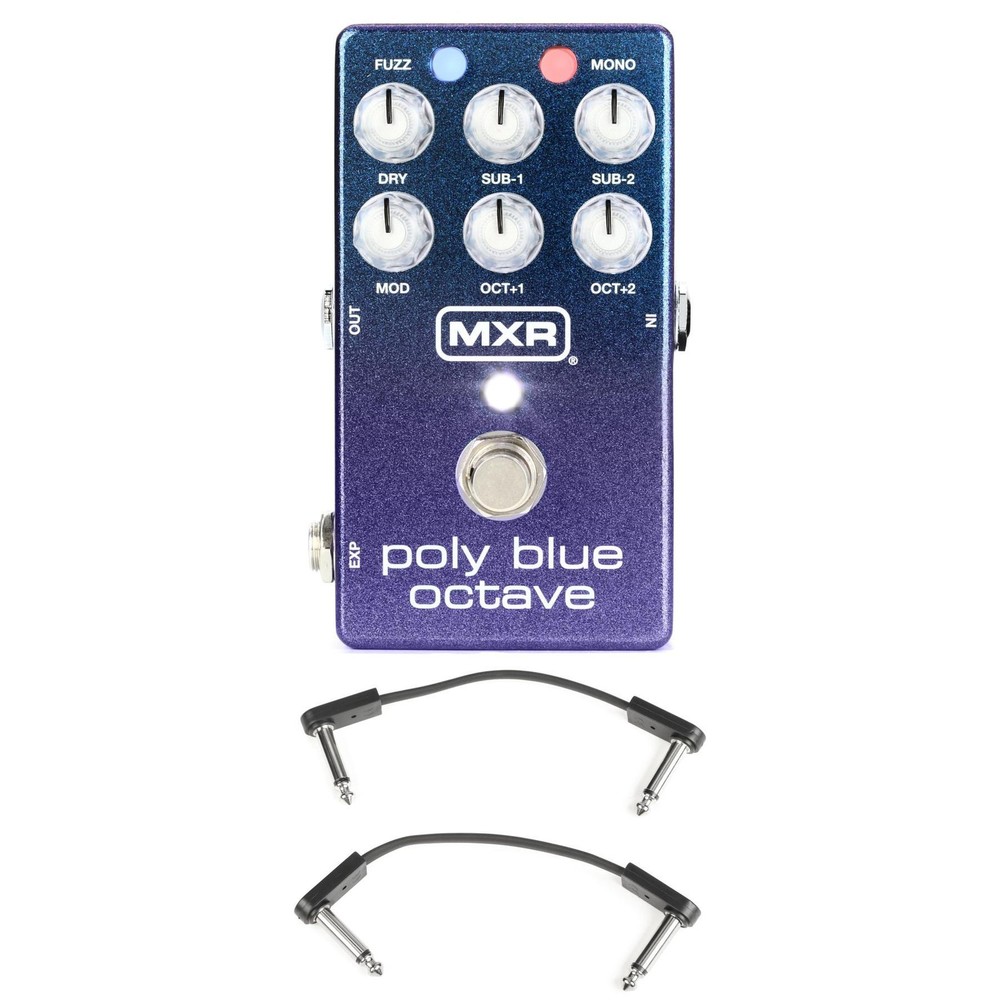 MXR Poly Blue Octave Pedal with EBS Patch Cables