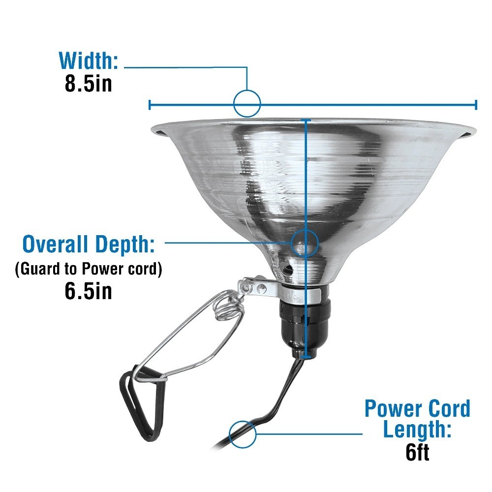 Aluminum Clamp Light 150 Watt Max E26 Socket Work Light with Guard for Workshop