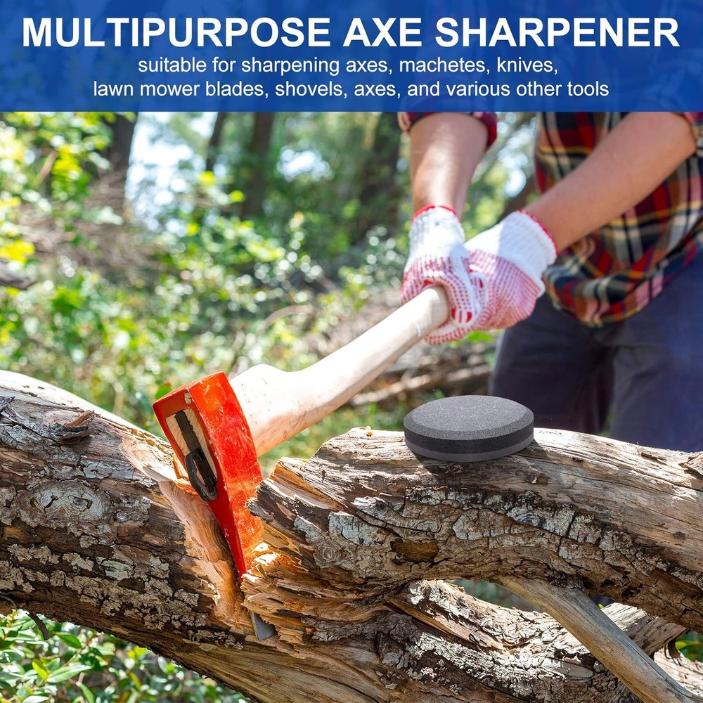 Axe Sharpener Sharpening Dual Grit Multipurpose Puck Gray, Black