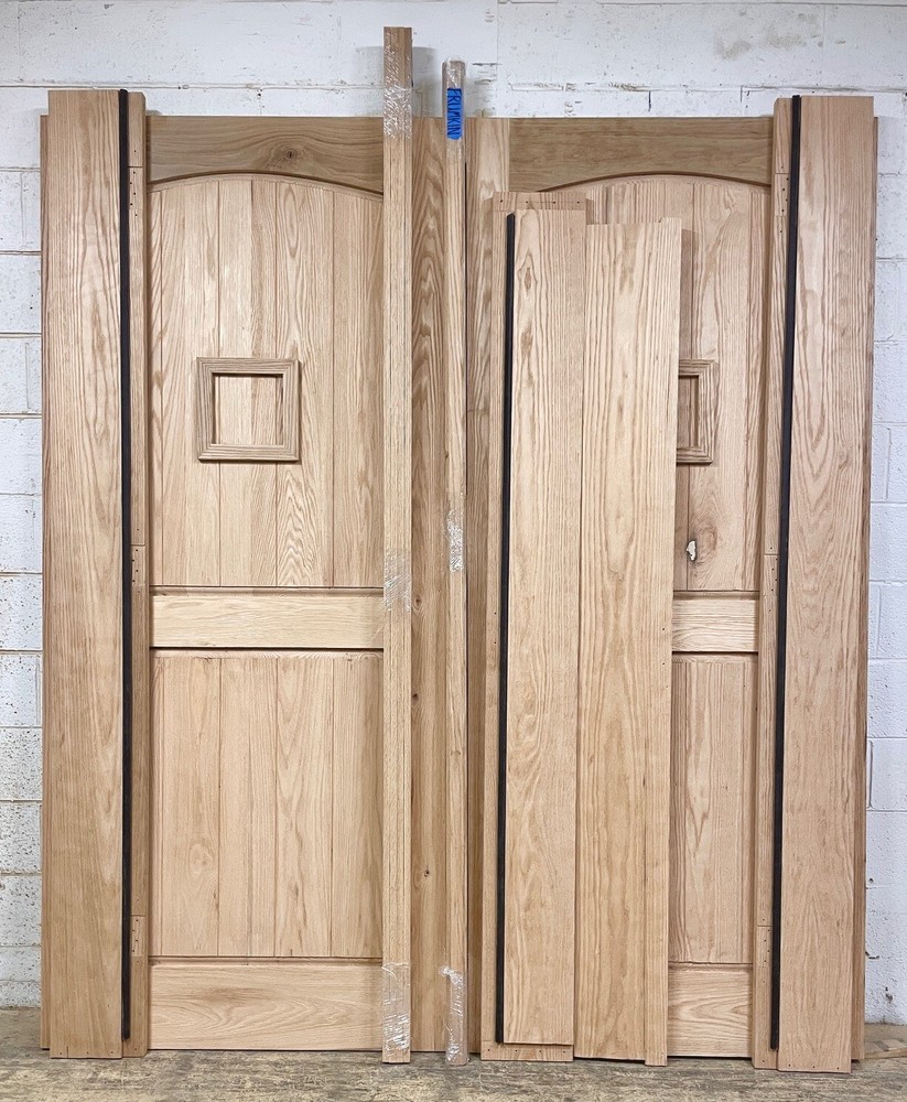 Rustic solid oak Double Door speakeasy jamb/trim/threshold wrought iron strong
