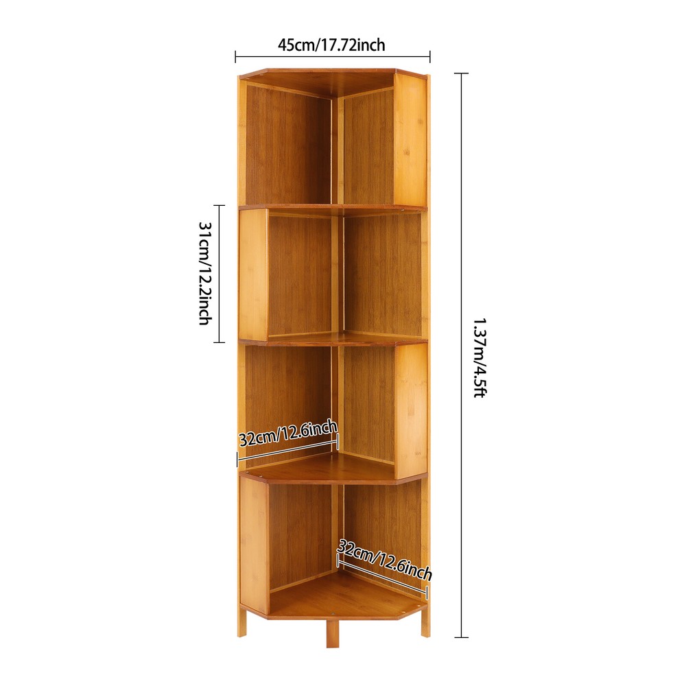 4-Tier Corner Bookcase Multifunctional Storage Stand A-Shaped Display Bookshelf