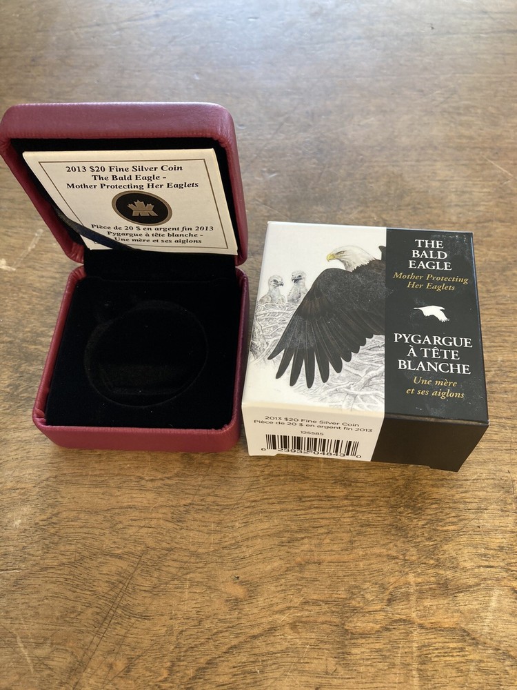 Canada 2013 The Bald Eagle: $20 Silver Proof  Box Only and COA