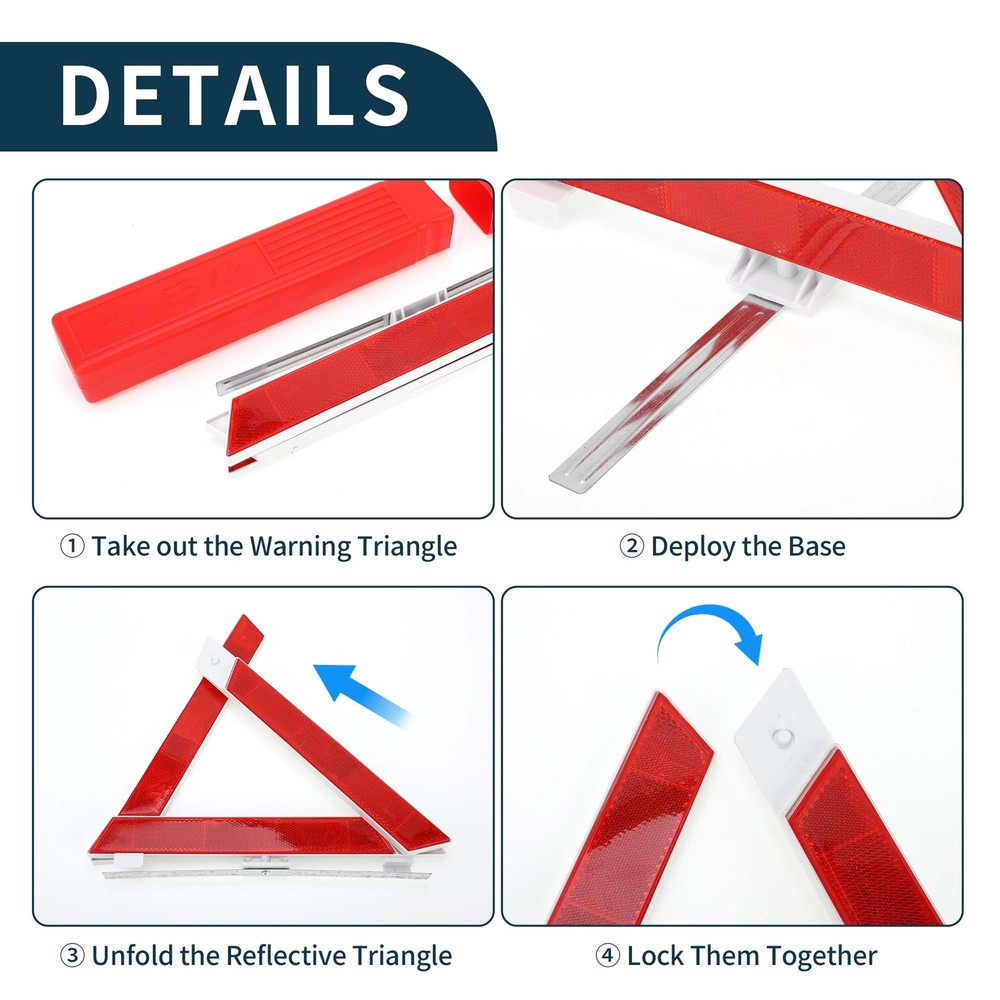 Car Safety Warning Triangle w/ Storage Case Fold Up Car Warning Safety Triangle