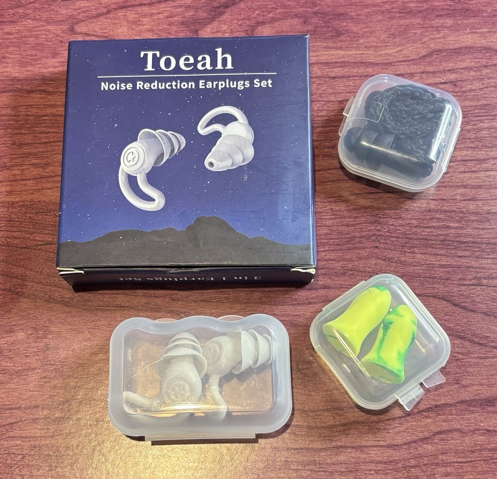 Toeah Silicone Earplugs Grey 40dB (SNR) with Case - 3pc assorted pairs