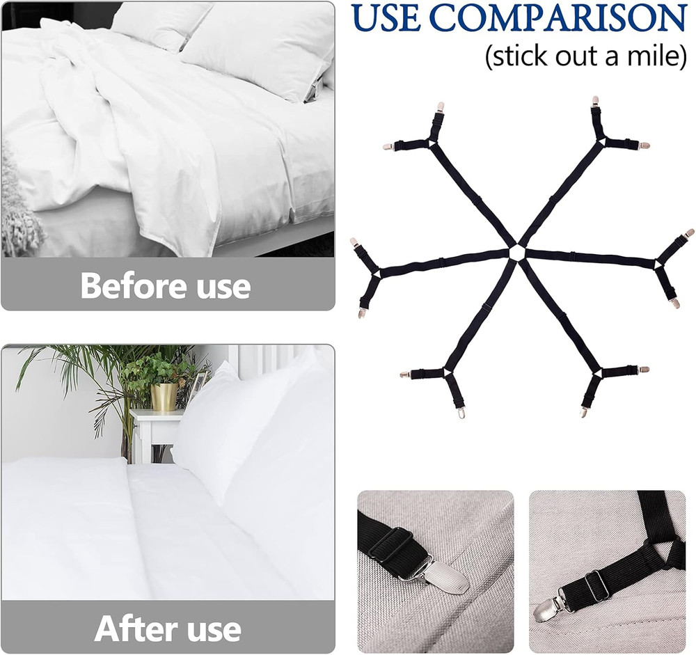 Gift for Mum!Sheet Fasteners Keepers-Adjustable Elastic Bed Sheet Holder Straps