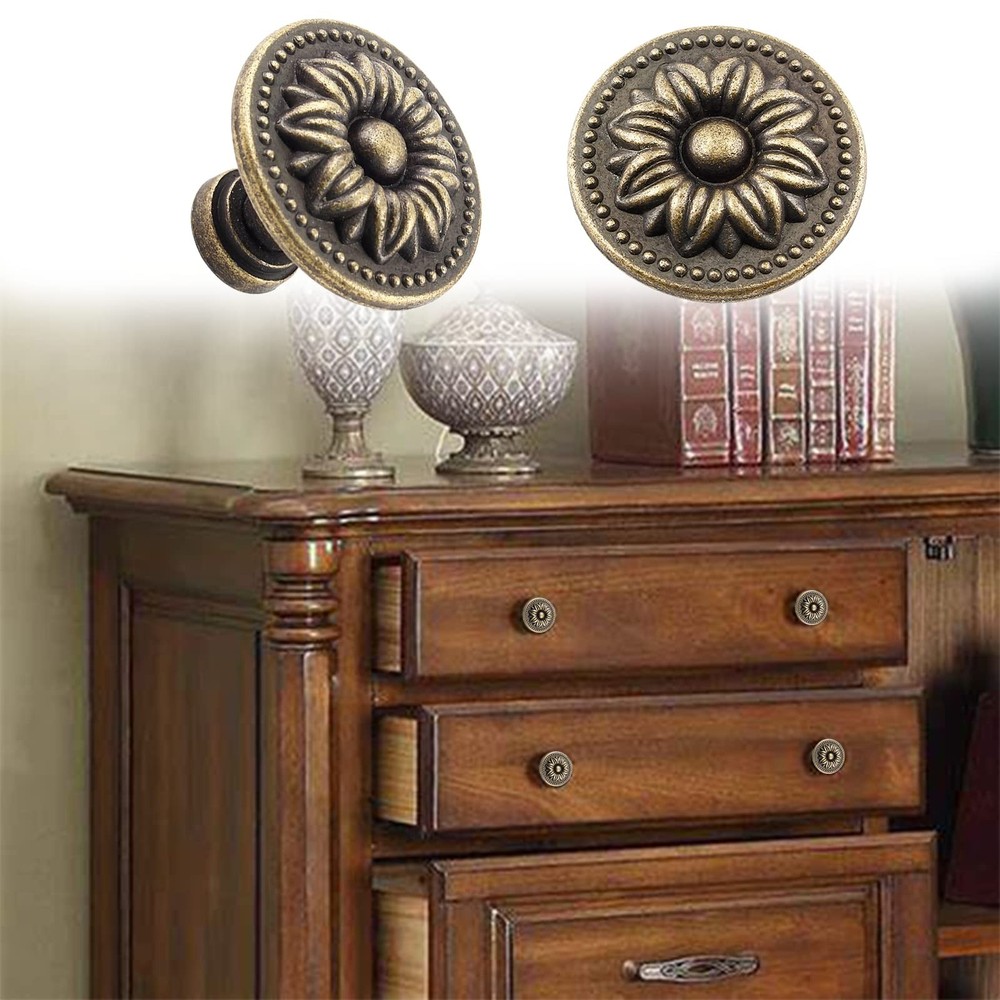 Zorfeter 10 Pcs Antique Bronze Cabinet Knobs Pull, Vintage Rustic Style Drawe...