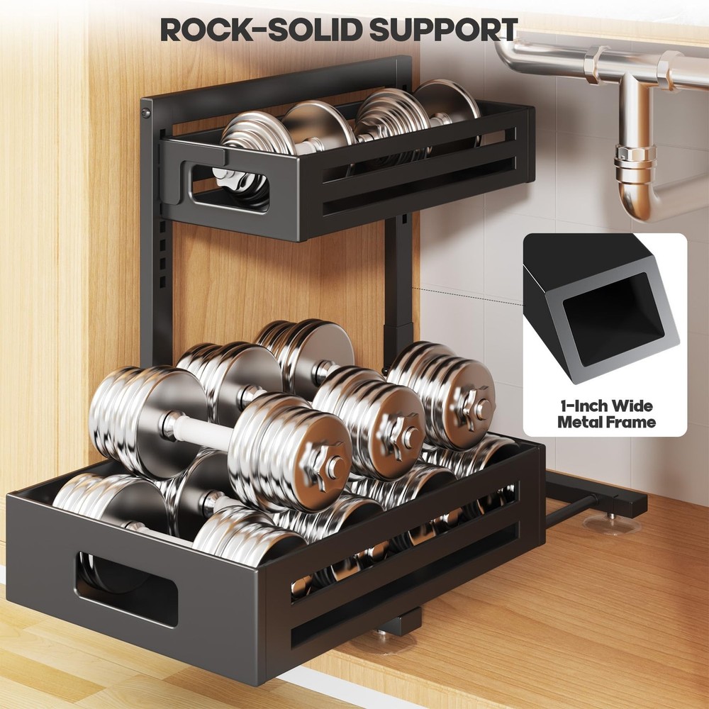 1 Pack Under Sink Organizer,Pull Out Cabinet Organizer with Smooth Cylindrica...