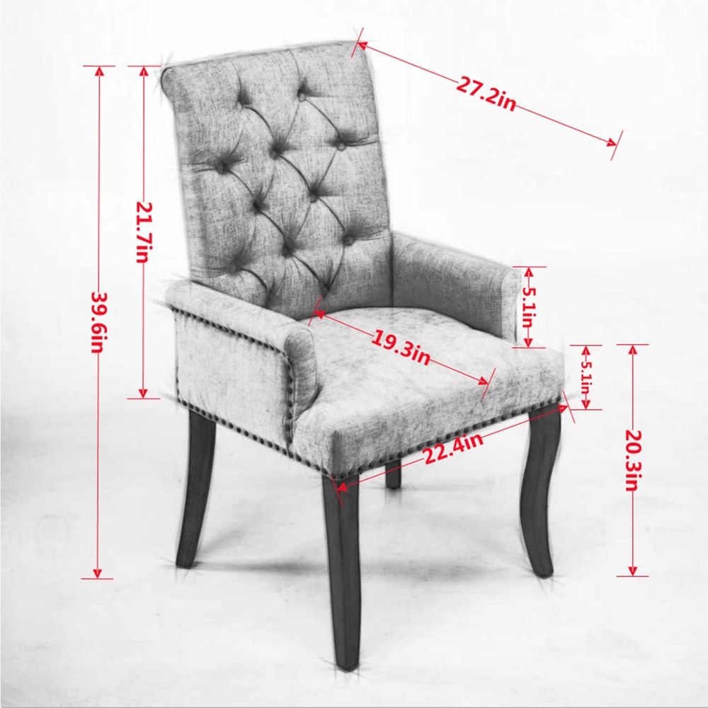 Upholstered Chenille Fabric Accent Dining Chair, Curved Solid Wood Legs, Elega