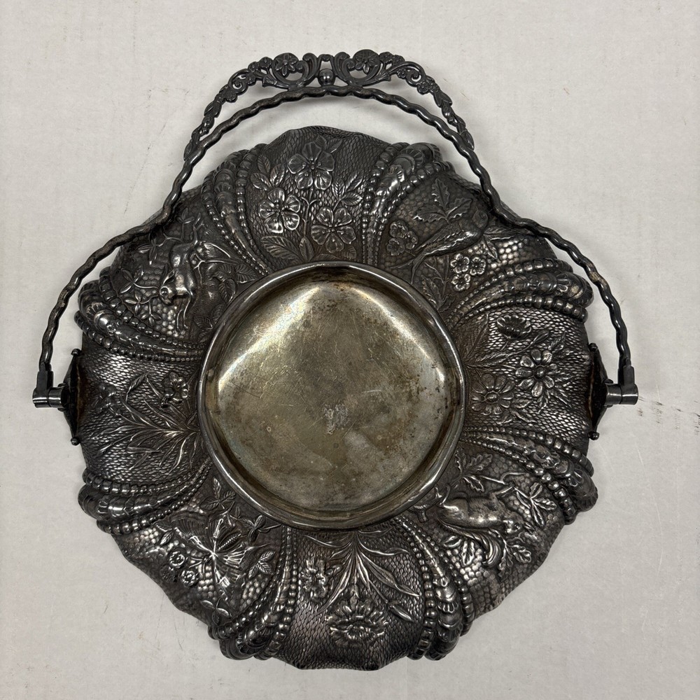 Victorian Silverplate Calling Card or Petit Four Tray