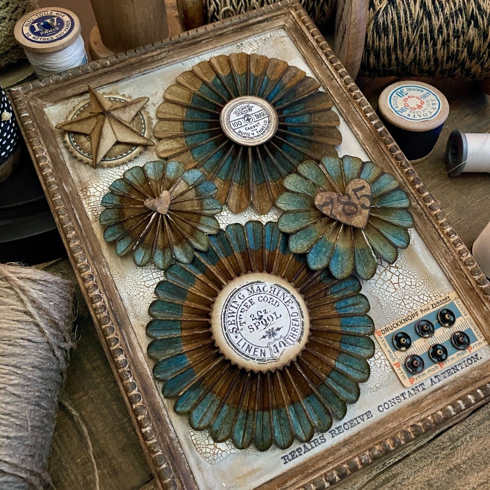 New Retired Sizzix Thinlits 7pc Rosettes #666567 Retail $20.99 Tim Holtz Vault