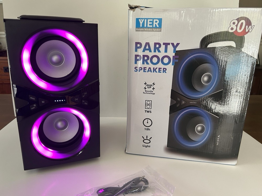 Yier Party Proof Bluetooth Portable Lighted Speaker 80W