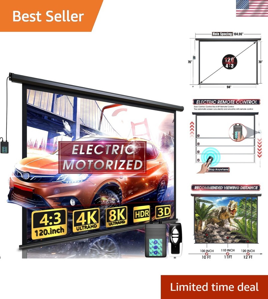 Energy-Efficient 120" Electric Projector Screen - Easy Installation & Cleaning