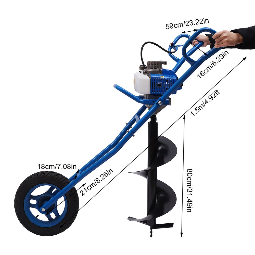 63CC Gasoline Post Hole Digger with 11" Bit - Efficient Earth Auger Tool