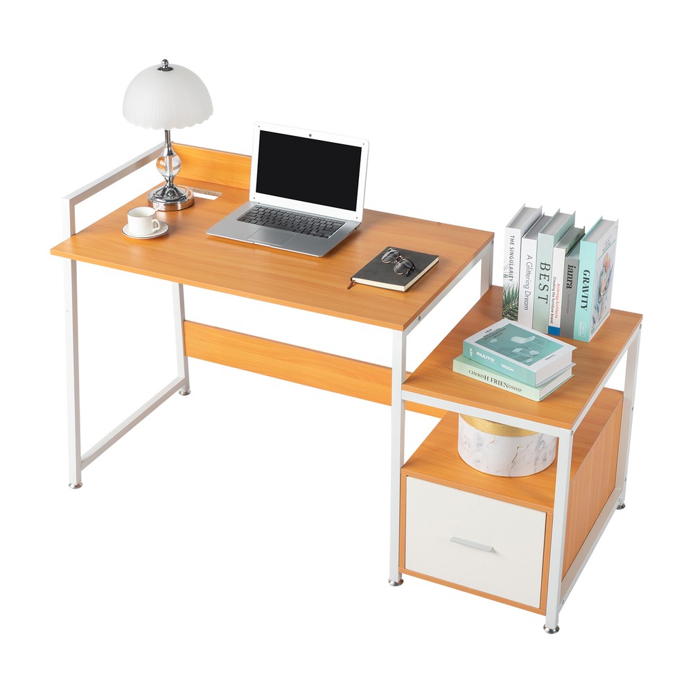 Triamine Particleboard White Iron Pipe Cabinet with Drawer Wireless Charging