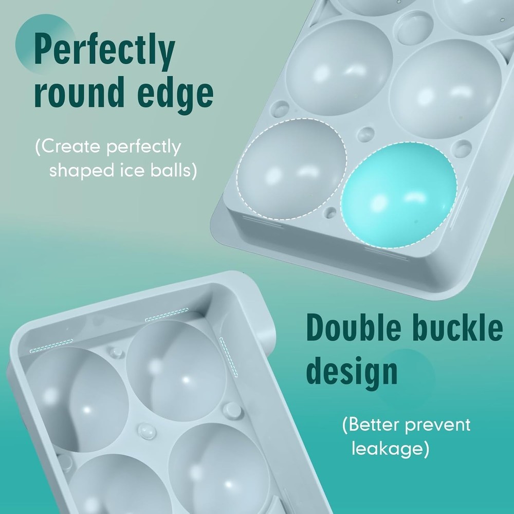Large Blue Ice Cube Trays - Create Perfectly Shaped 2.5in Ice Balls for Drinks