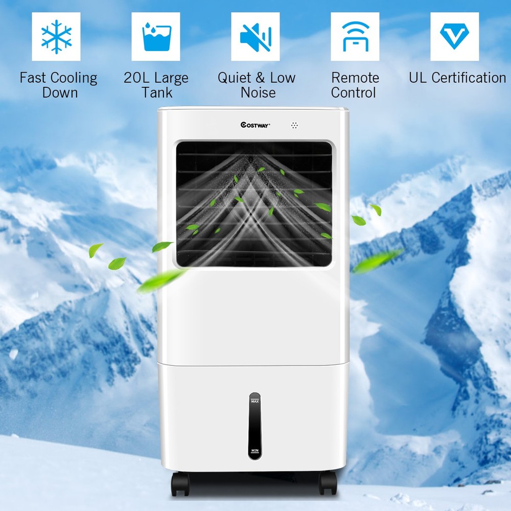 Evaporative Portable Air Cooler Fan & Humidifier w/ Remote Control 7.5 Timer