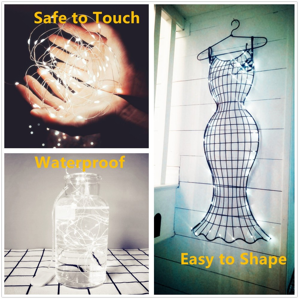 2Pack Cool White Christmas Lights Battery Operated String Lights